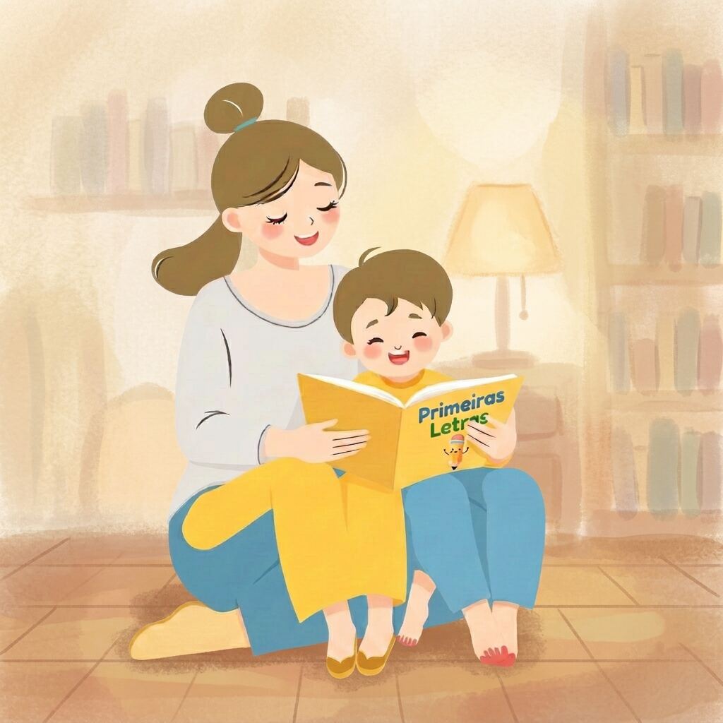 Mãe alfabetizando o filho com o método